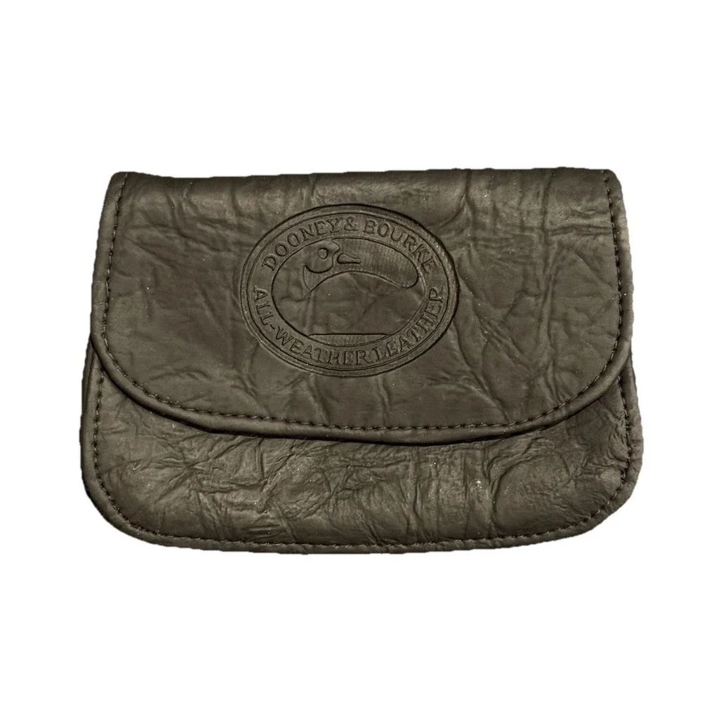 Dooney & Bourke All Weather Leather Small Black Purse Coin Wallet Pouch Vintage